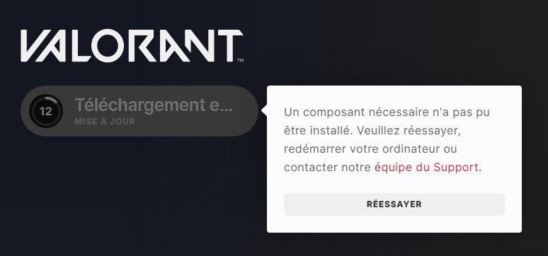 Message d'erreur valorant