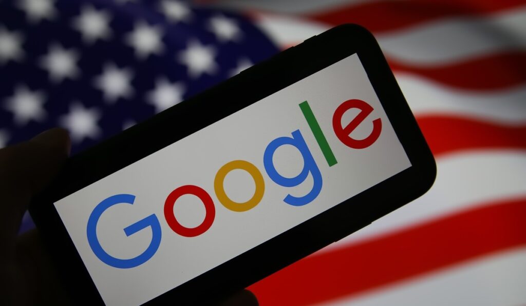 Logo google sur drapeau USA